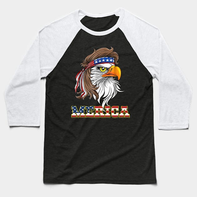 Eagle Mullet 4th of July American Flag Baseball T-Shirt by Tianna Bahringer